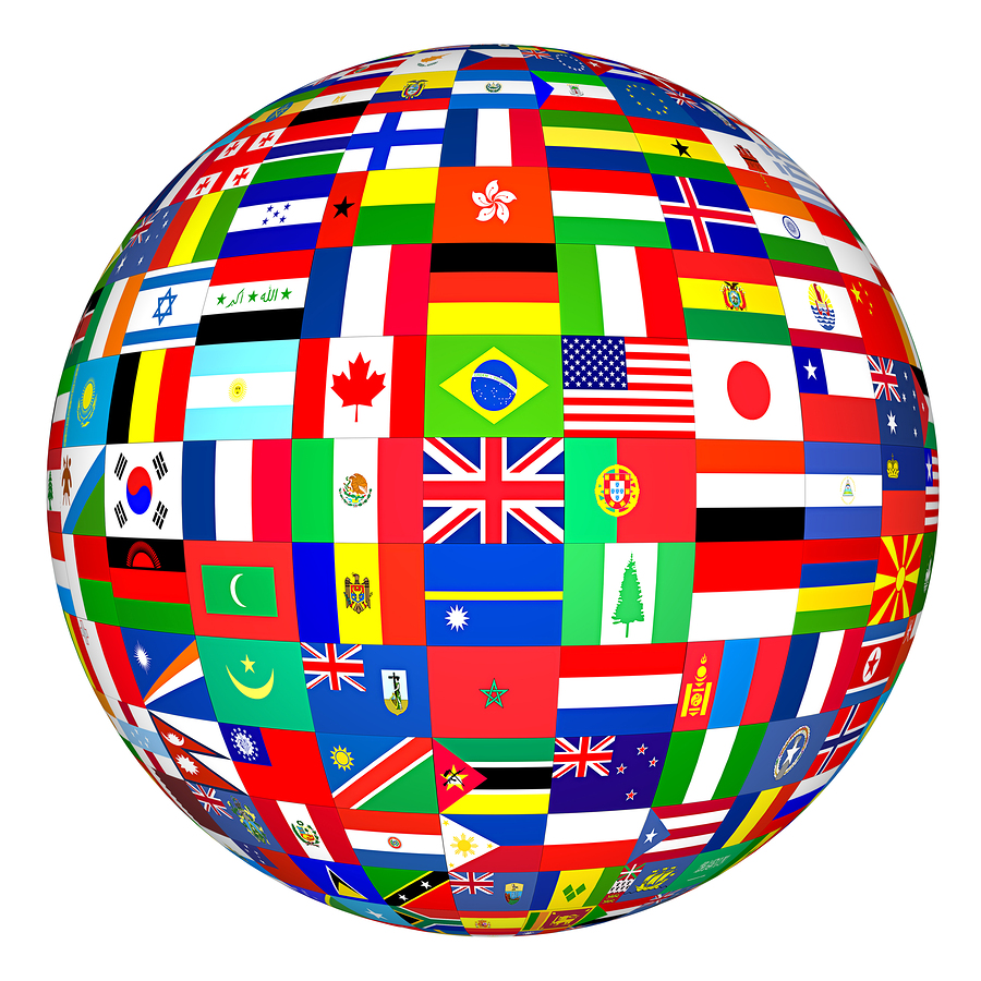flags of the world in globe format.